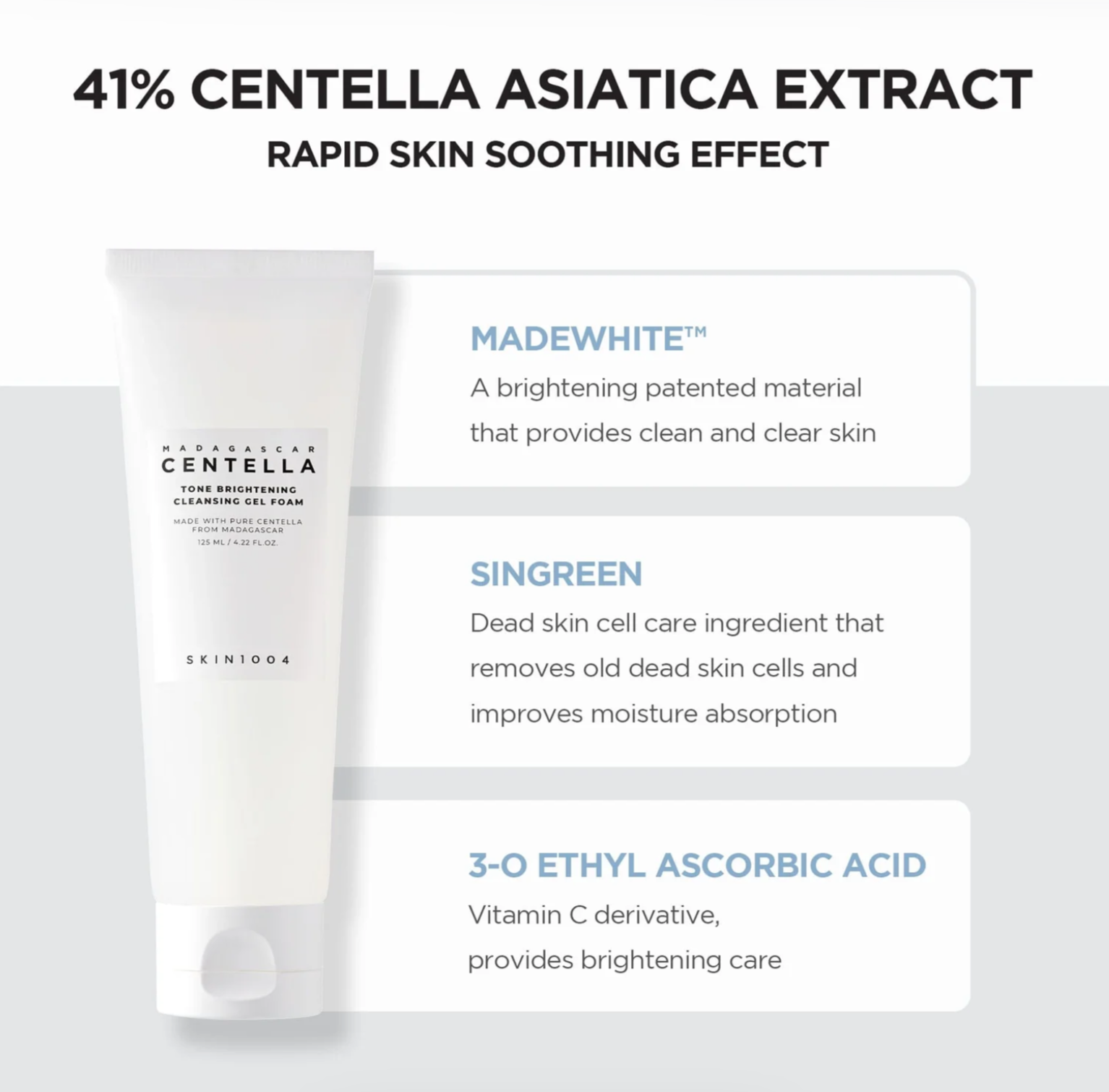 SKIN1004 – Madagascar Centella Gel mousse nettoyant éclaircissant