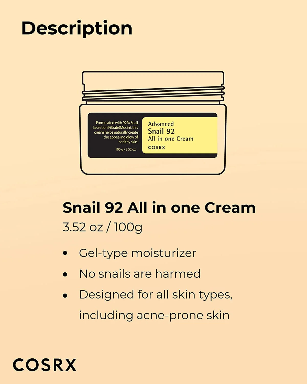 COSRX - Advanced Snail 92 Crème tout-en-un