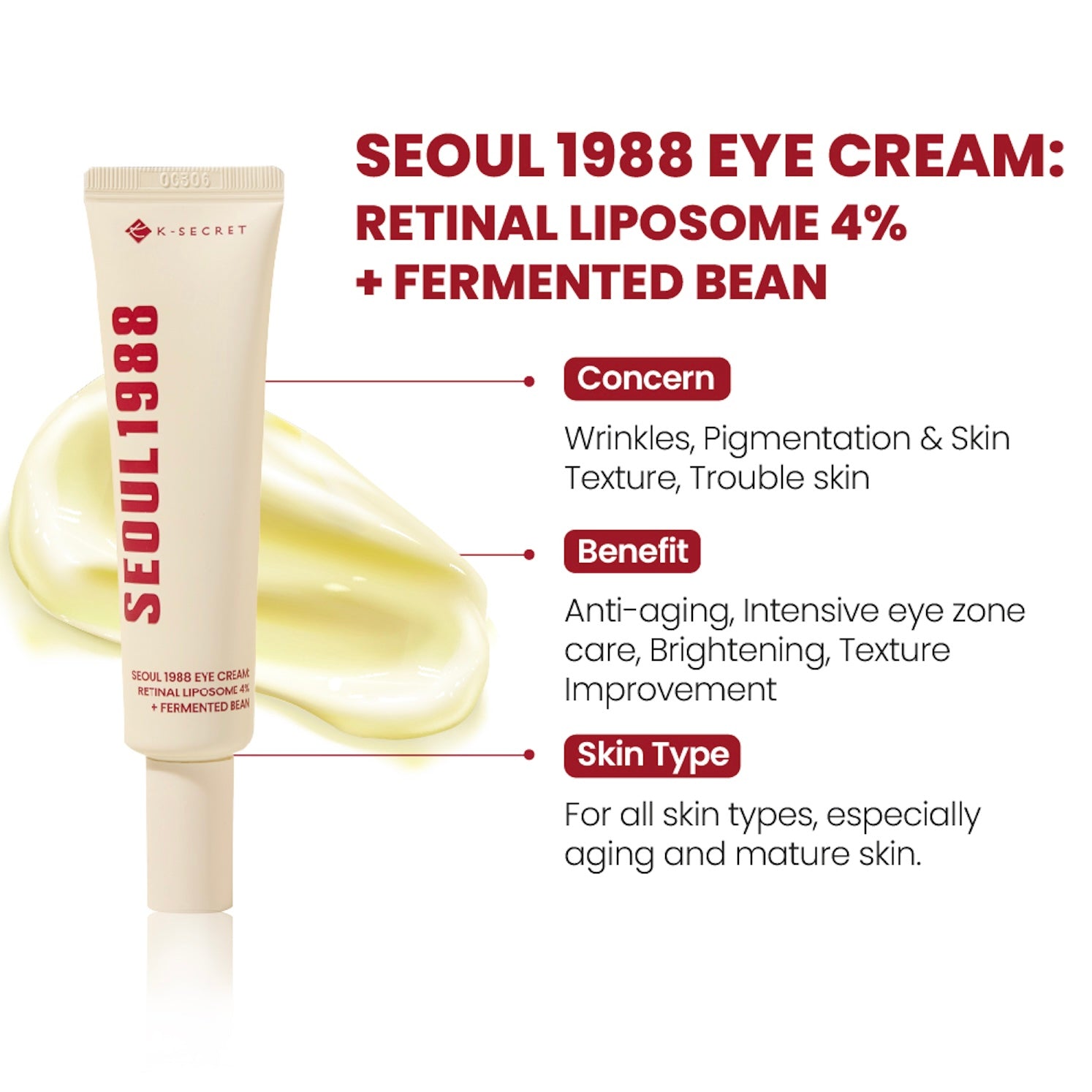 K-SECRET SEOUL 1988 – Eye Cream Retinal Liposome 4% + Fermented Bean